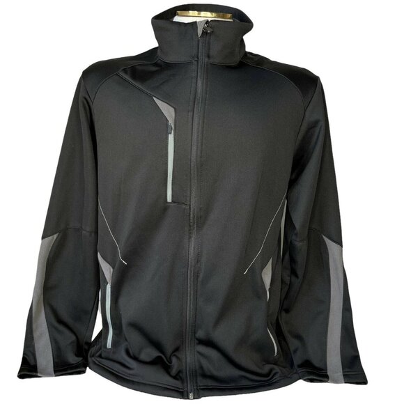 North End Sport Zip Front Jacket Mens Large Black Fleece Lined Zippers - Picture 1 of 9